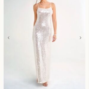 Rumored White Sequin party Dress